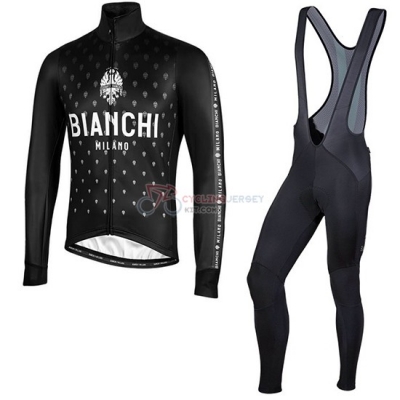 Bianchi Milano FT Cycling Jersey Kit Long Sleeve 2019 Black White