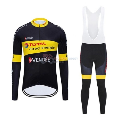 Direct Energie Cycling Jersey Kit Long Sleeve 2019 Black Yellow