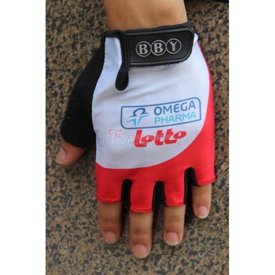 2020 Omega Pharma Lotto Short Finger Gloves White Red