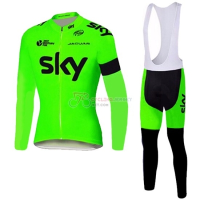 Sky Cycling Jersey Kit Long Sleeve 2016 Black And Green