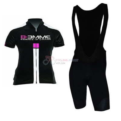 Women Biemme Short Sleeve Cycling Jersey and Bib Shorts Kit 2017 black and white