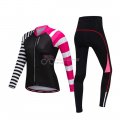 Women Wosawe Cycling Jersey Kit Long Sleeve 2019 Black White Pink