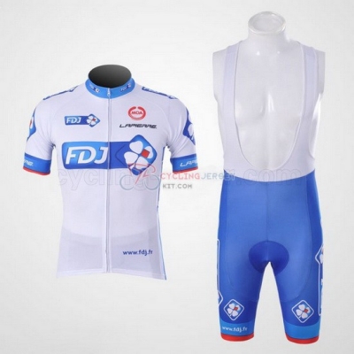 FDJ Cycling Jersey Kit Short Sleeve 2010 White And Sky Blue