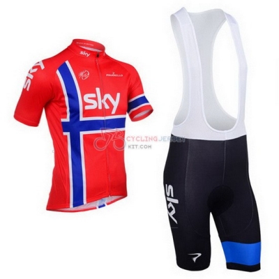 Sky Cycling Jersey Kit Short Sleeve 2013 Blue And Red [AR1402]