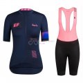 2019 Women Rapha Short Sleeve Cycling Jersey and Bib Shorts Kit Dark Blue Pink
