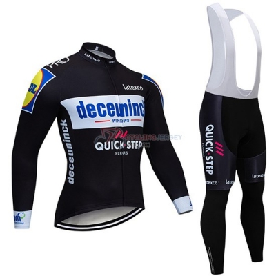 Deceuninck Quick Step Cycling Jersey Kit Long Sleeve 2019 Black White