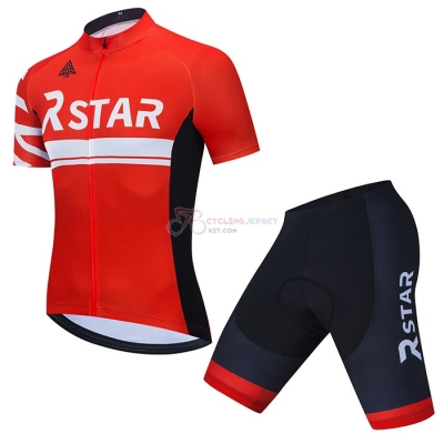 R Star Cycling Jersey Kit Short Sleeve 2021 Black Red(2)