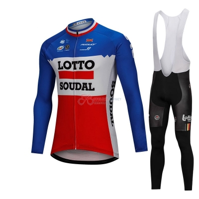Lotto Soudal Cycling Jersey Kit Long Sleeve Blue and Red