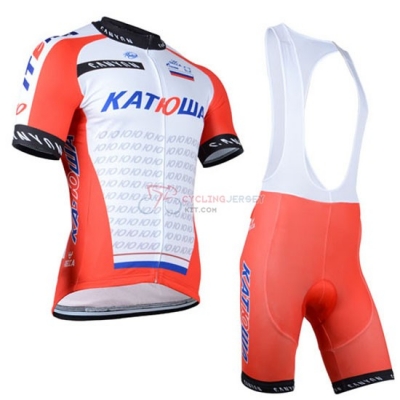 Katusha Cycling Jersey Kit Short Sleeve 2015 Orange And White [AR2049]