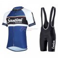 Santini Cycling Jersey Kit Short Sleeve 2016 White And Blue