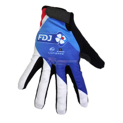 2020 FDJ Long Finger Gloves White Blue Black