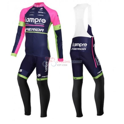 Lampre Cycling Jersey Kit Long Sleeve 2016 Blue And Pink
