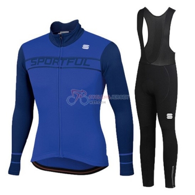 Women Sportful Cycling Jersey Kit Long Sleeve 2020 Bluee