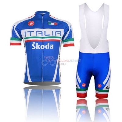 Italy Cycling Jersey Kit Short Sleeve 2014 Blue And Red