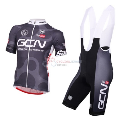 2016 Team Global Cycling Network gray red Short Sleeve Cycling Jersey And Bib Shorts Kit