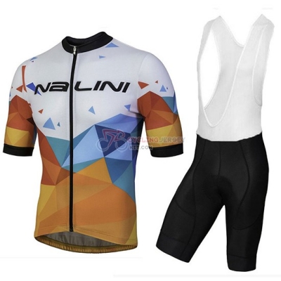 2018 Nalini Ahs Discesa Cycling Jersey Kit Short Sleeve White and Orange