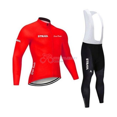 STRAVA Cycling Jersey Kit Long Sleeve 2020 Red