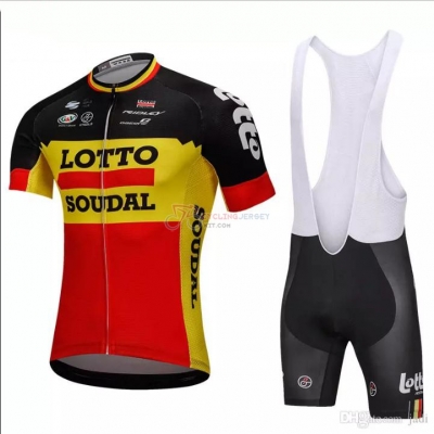 Lotto Soudal Cycling Jersey Kit Short Sleeve 2018 Black and Yellow
