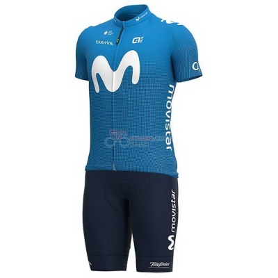 Movistar Cycling Jersey Kit Short Sleeve 2021 Blue