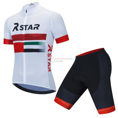 R Star Cycling Jersey Kit Short Sleeve 2021 White Red