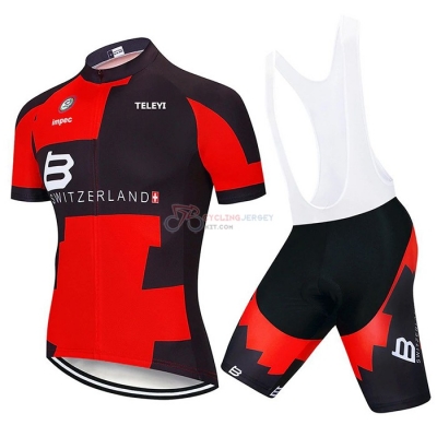 Switzerland Cycling Jersey Kit Short Sleeve 2020 Red Black