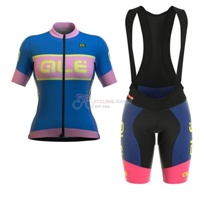Women ALE R-EV1 Master Short Sleeve Cycling Jersey and Bib Shorts Kit 2017 blue
