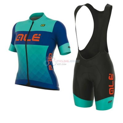 Women ALE R-EV1 Master Short Sleeve Cycling Jersey and Bib Shorts Kit 2017 light blue