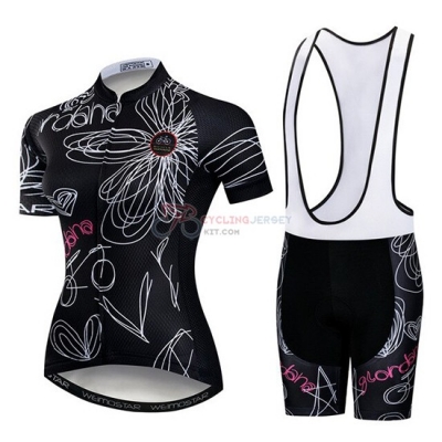 Women Weimostar Cycling Jersey Kit Short Sleeve 2019 Black White Pink