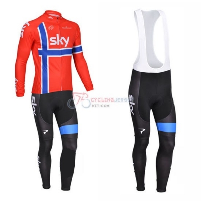 Sky Cycling Jersey Kit Long Sleeve 2013 Blue And Red