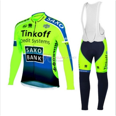 Saxo Bank Cycling Jersey Kit Long Sleeve 2015 Green And Blue