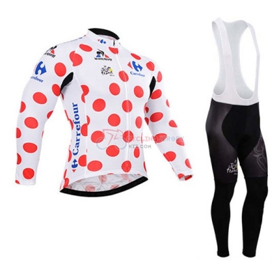 Tour De France Cycling Jersey Kit Long Sleeve 2015 White And Red