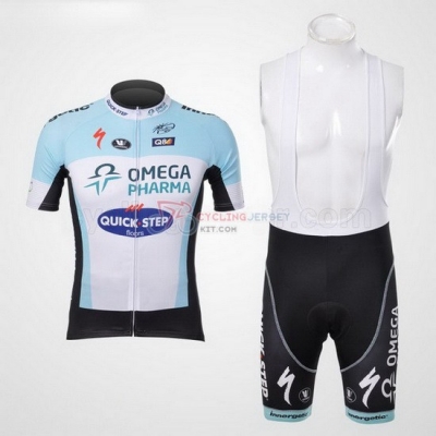 Quick Step Cycling Jersey Kit Short Sleeve 2012 Blue And White