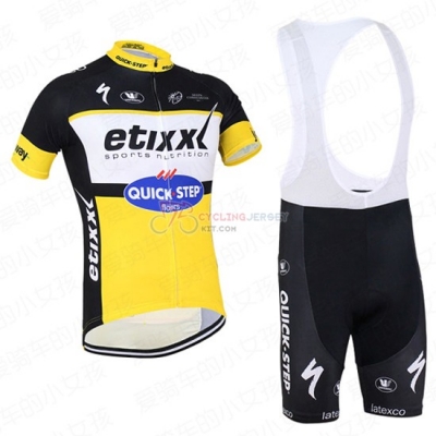 Quick Step Cycling Jersey Kit Short Sleeve 2016 Black And Yellow