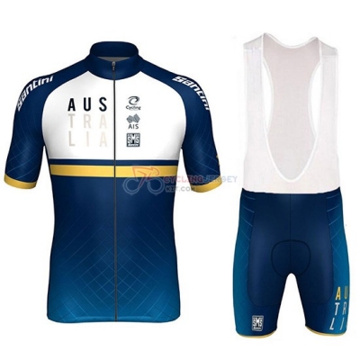 2018 Australia Cycling Jersey Kit Short Sleeve White and Blue