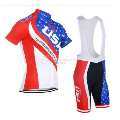 2018 Usa Cycling Jersey Kit Short Sleeve Blue and Red