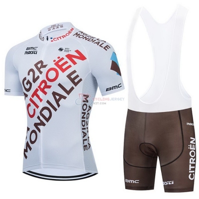 Ag2r La MondiALE Cycling Jersey Kit Short Sleeve 2021 Brown Yellow