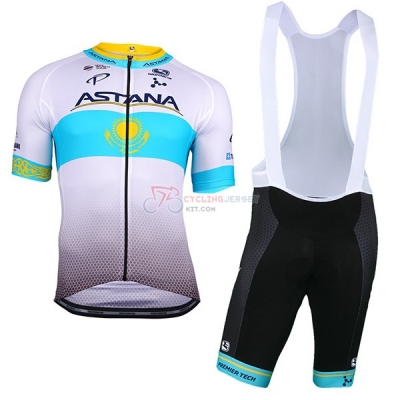 Astana Cycling Jersey Kit Short Sleeve 2018 White Bluee