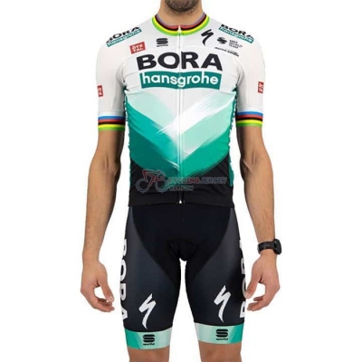 Bora Cycling Jersey Kit Short Sleeve 2021 White Green