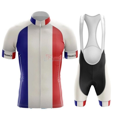 Campione France Cycling Jersey Kit Short Sleeve 2020 Blue White Red(2)