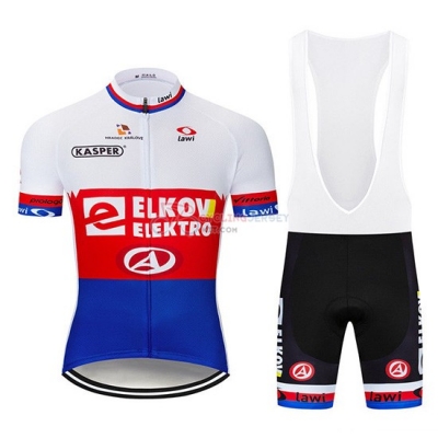 Elkov Elektro Cycling Jersey Kit Short Sleeve 2019 White Red Blue