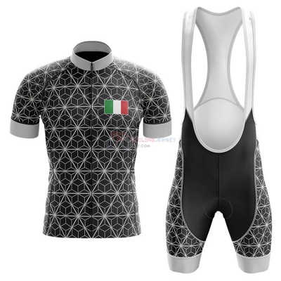 Italy Cycling Jersey Kit Short Sleeve 2020 Black Gray