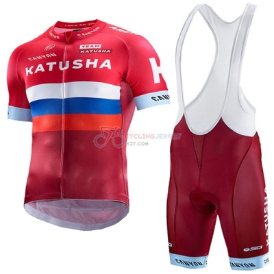Katusha Cycling Jersey Kit Short Sleeve 2017 Red And White
