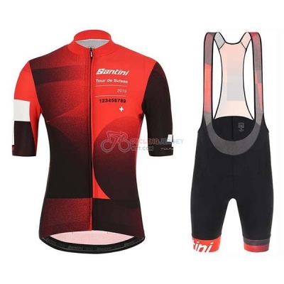 Tour de Suisse Cycling Jersey Kit Short Sleeve 2019 Red Black