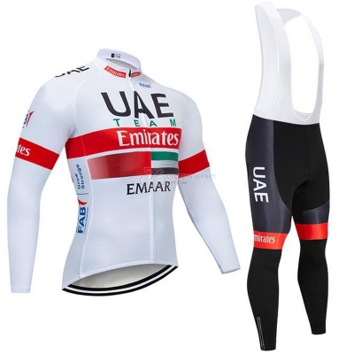 UCI Mondo Campione UAE Cycling Jersey Kit Long Sleeve 2019 White Red