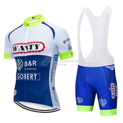 Wanty Cycling Jersey Kit Short Sleeve 2019 White Blue