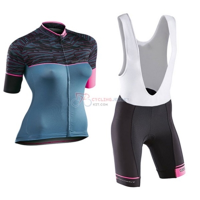 Women Northwave Short Sleeve Cycling Jersey and Bib Shorts Kit 2017 black and blue