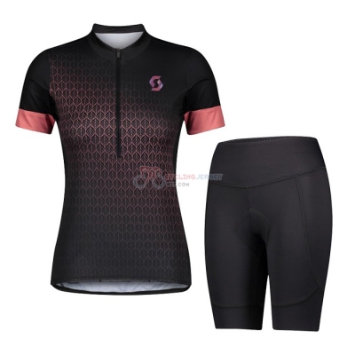 Women Scott Cycling Jersey Kit Short Sleeve 2021 Black Pink
