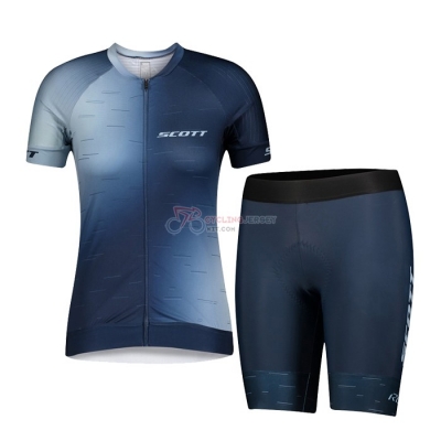 Women Scott Cycling Jersey Kit Short Sleeve 2021 Blue White