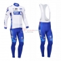 FDJ Cycling Jersey Kit Long Sleeve 2013 White And Sky Blue