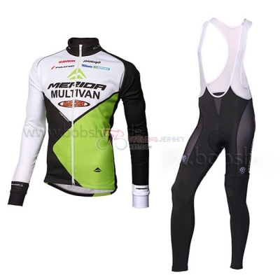 2014 Team Multivan Merida Manica green white Long Sleeve Cycling Jersey And Bib Pants Kit